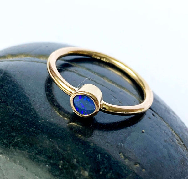 14 carat Gold Filled Black Opal Ring