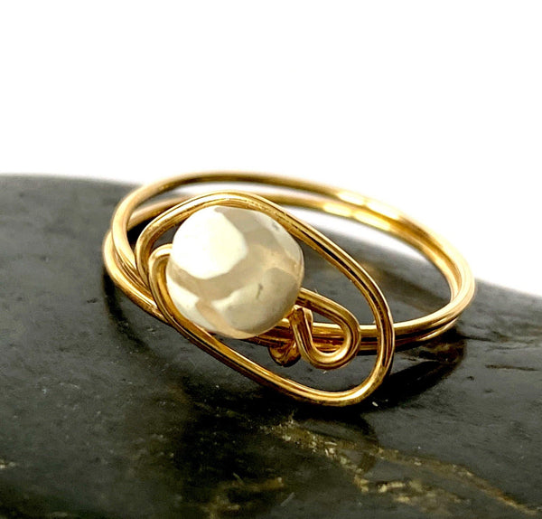 Agate 14 ct Gold Filled Wire Ring - Glitter and Gem Jewellery