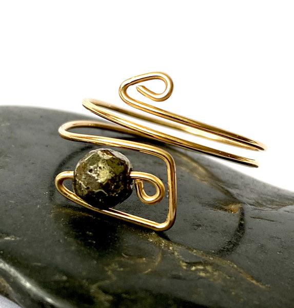 Hematite 14 carat Gold Filled Wire Ring - Glitter and Gem Jewellery