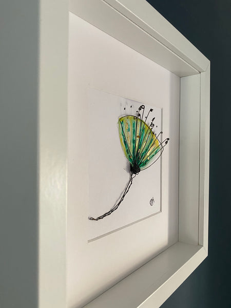 Poppy Seed original watercolour & wire sculpture framed art