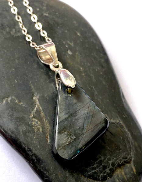 Spectrolite Sterling Silver Pendant Necklace - Glitter and Gem Jewellery