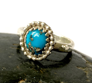 Turquoise Sterling Silver Ring - Glitter and Gem Jewellery