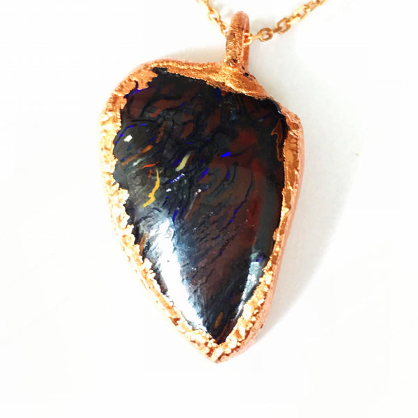 Boulder Opal Copper & Rose Gold Plated Sterling Silver Necklace - Glitter and Gem Jewellery