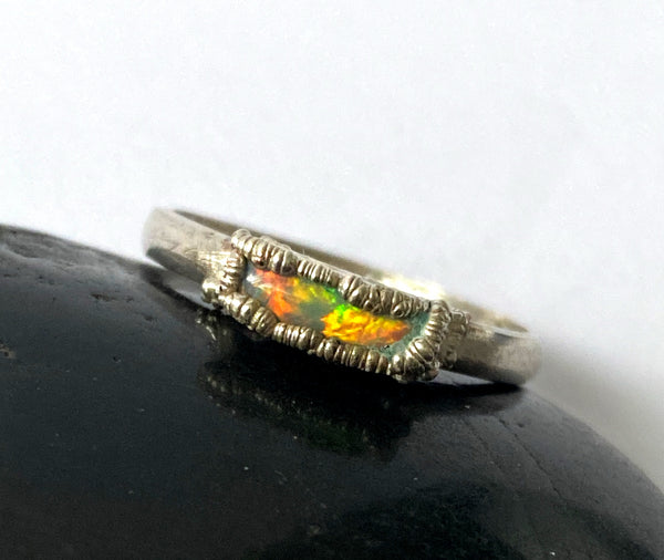 Lightning Ridge Opal Silver Ring