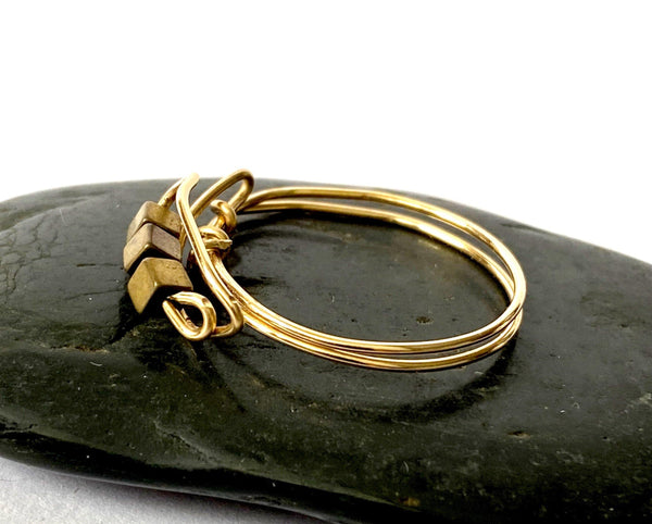 Bronze Hematite 14ct Gold Filled Wire Ring - Glitter and Gem Jewellery