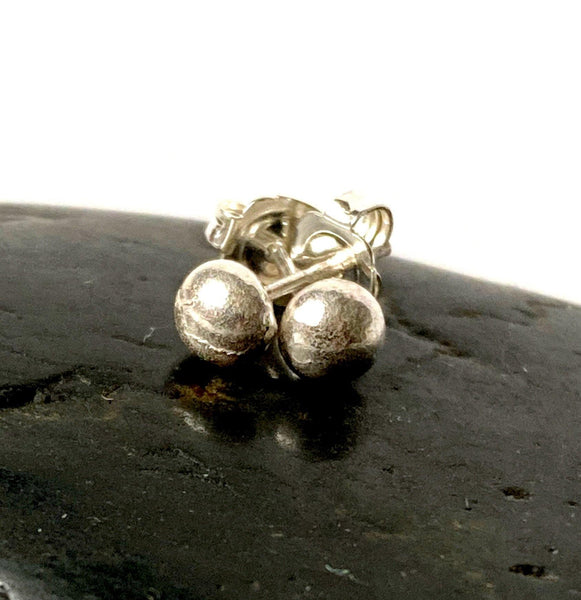 Textured Sterling Silver Ball Stud Earrings - Glitter and Gem Jewellery