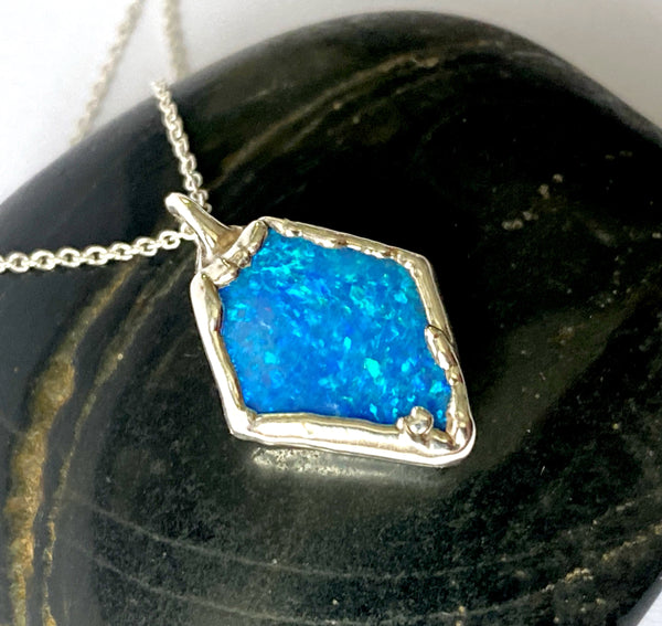 Lightning Ridge Opal Doublet Silver Pendant Necklace