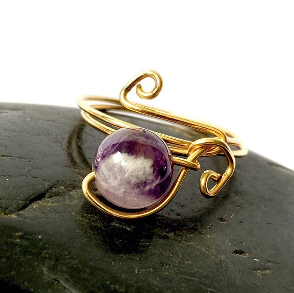 14 ct Gold Filled Amethyst Ring - Glitter and Gem Jewellery