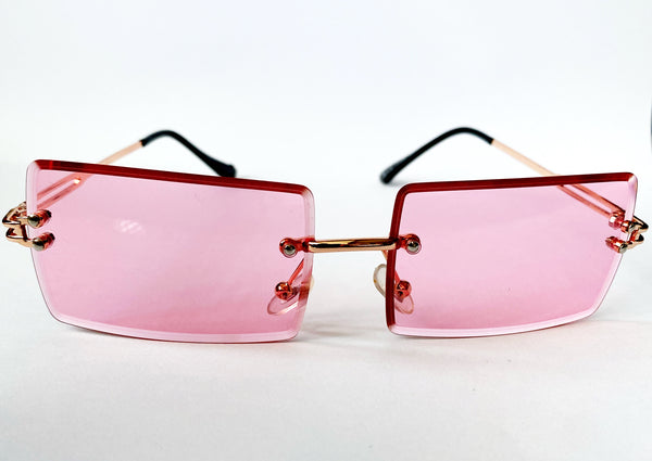 Pink Rimless square Sunglasses