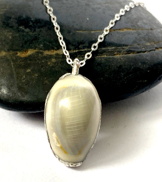 Shell Copper & FineCowrie Shell Silver Formed Pendant Necklace