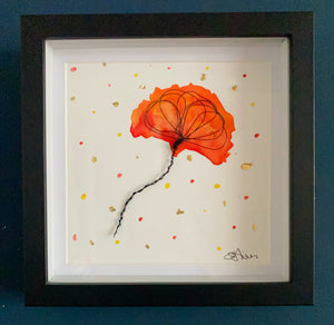 Poppy Watercolour & Wire Sculpture Art