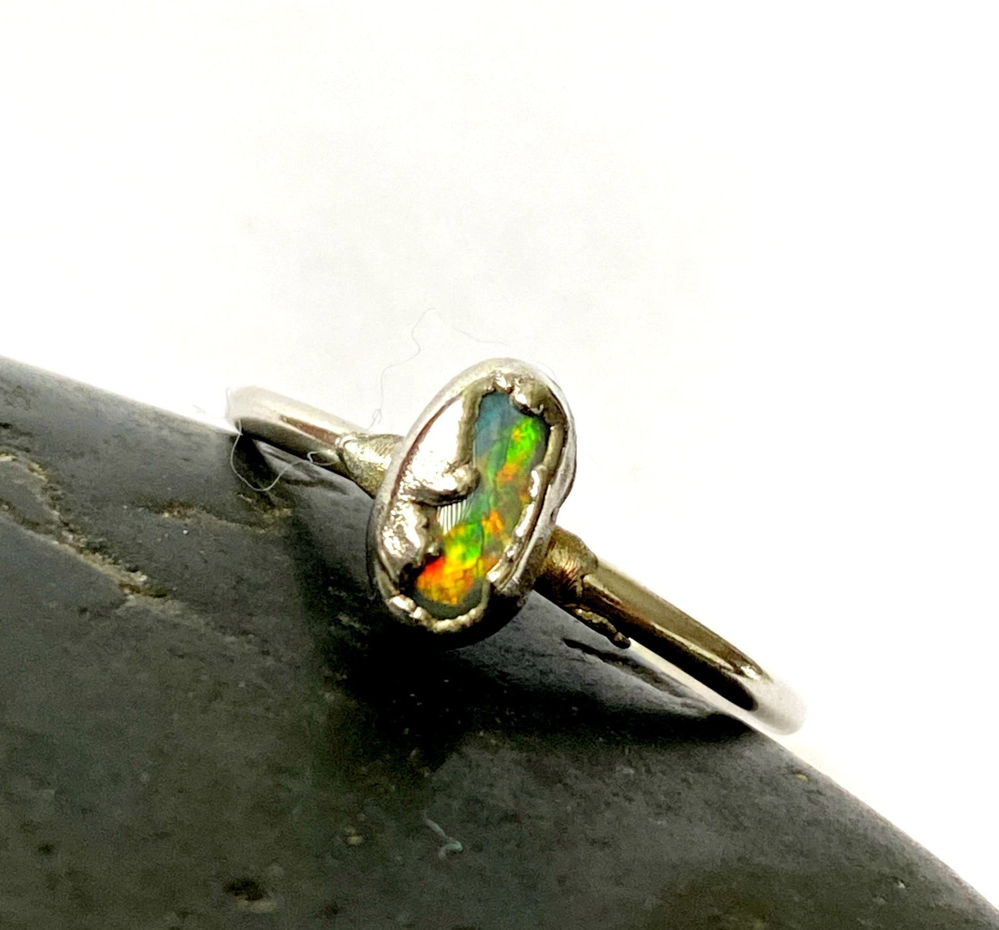 Opal Silver Formed Ring - Glitter and Gem Jewellery