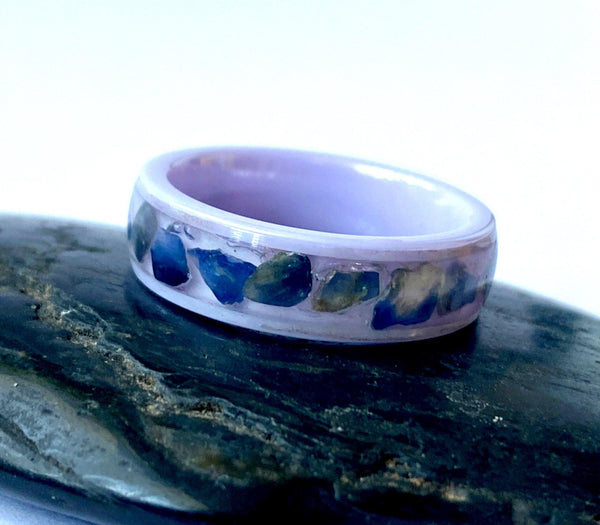 Sapphire Inlay Lilac Ceramic Unisex Ring - Glitter and Gem Jewellery