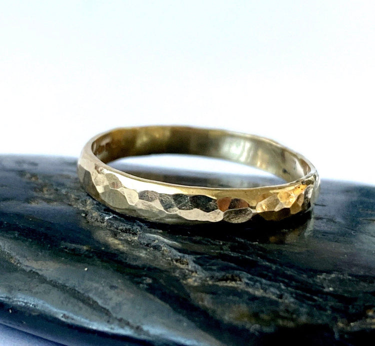 9 Carat Gold Hammered Ring Band