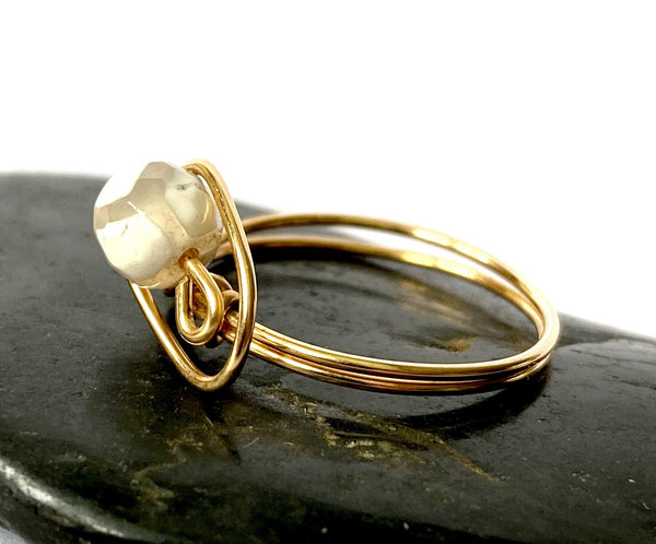 Agate 14 ct Gold Filled Wire Ring - Glitter and Gem Jewellery