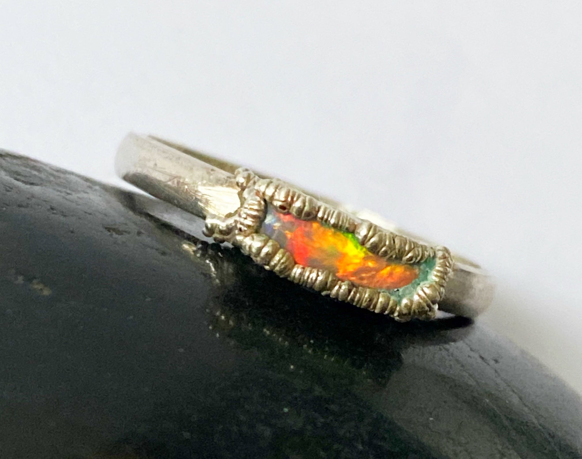Lightning Ridge Opal Silver Ring