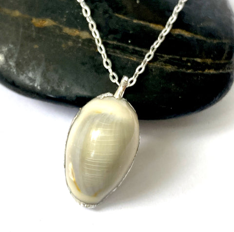 Shell Copper & FineCowrie Shell Silver Formed Pendant Necklace