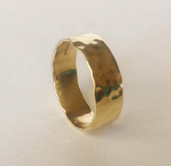 9 ct Hammered Gold Ring Band - Glitter and Gem Jewellery