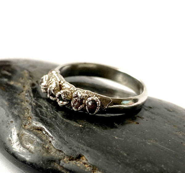 Raw Natural Australian Zircon Silver Formed Band Ring - Glitter and Gem Jewellery