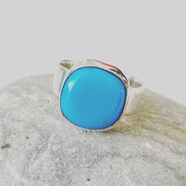 Mexican Turquoise Sterling Silver Ring - Glitter and Gem Jewellery