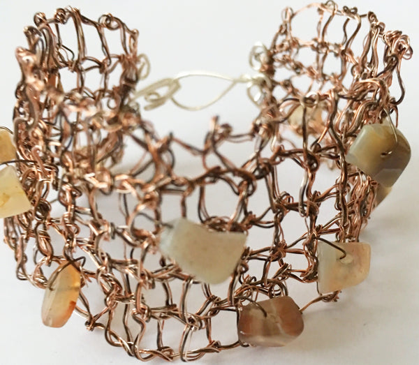 Hand Woven Bronze Agate Bracelet - Glitter and Gem Jewellery
