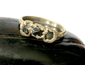 Natural Rough Sapphires Silver Ring