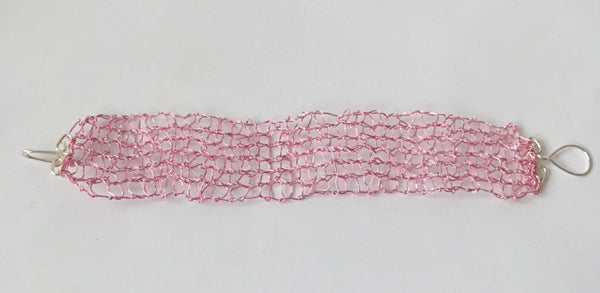 Hand Woven Pink wire Bracelet - Glitter and Gem Jewellery
