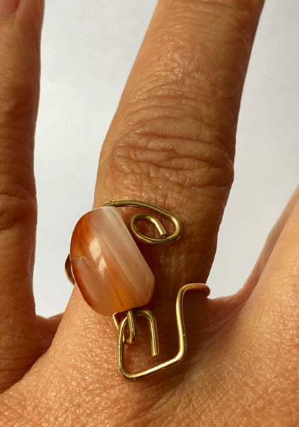 Orange Agate 14 carat gold filled wire ring - Glitter and Gem Jewellery