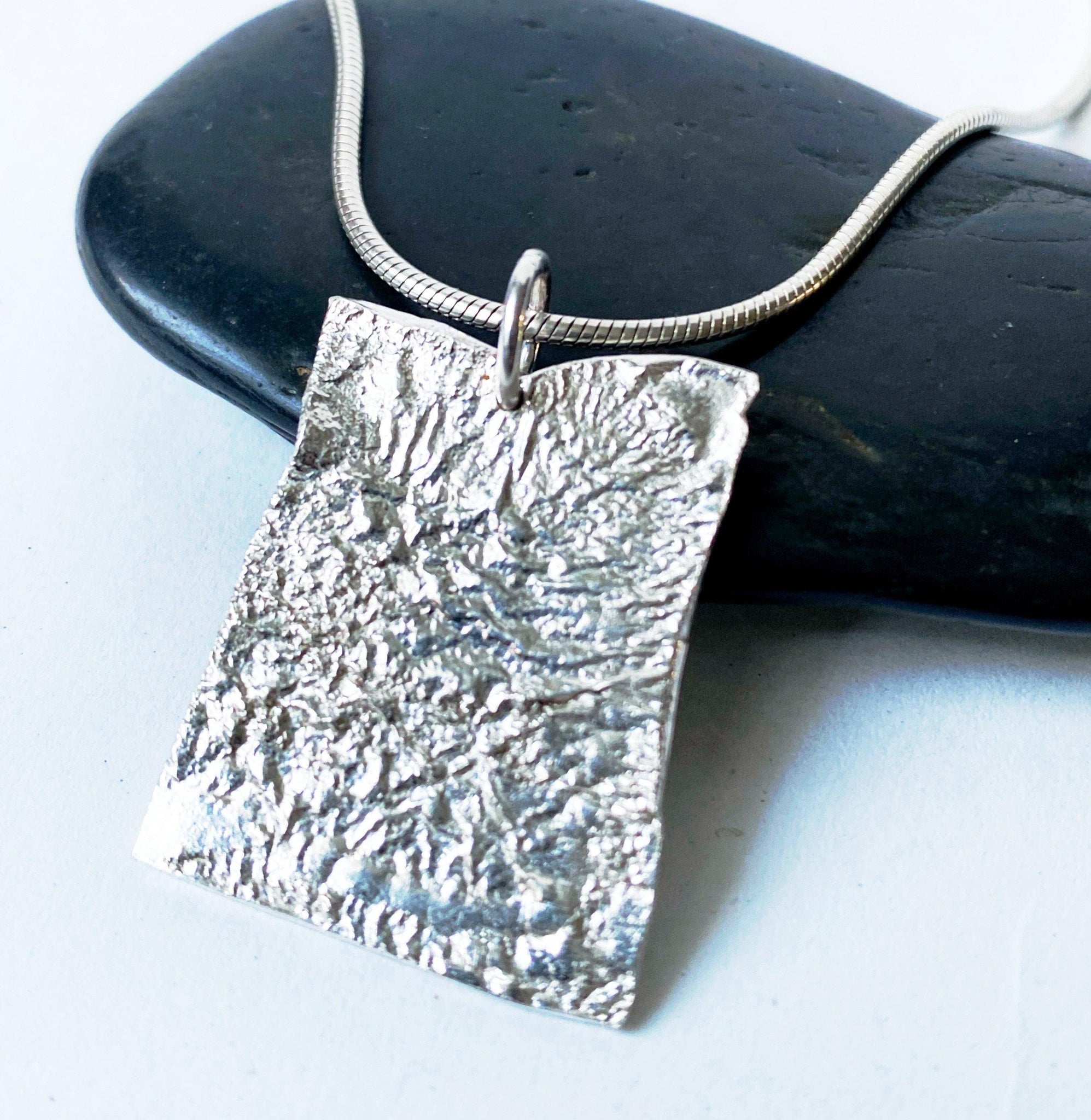 Sterling Silver Reticulated Textured Unisex Pendant Necklace - Glitter and Gem Jewellery