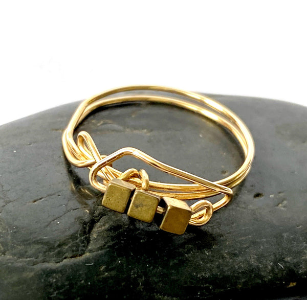 Bronze Hematite 14ct Gold Filled Wire Ring - Glitter and Gem Jewellery