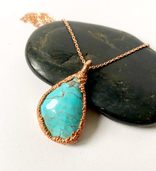 Kingsman Turquoise Copper Formed Pendant Necklace
