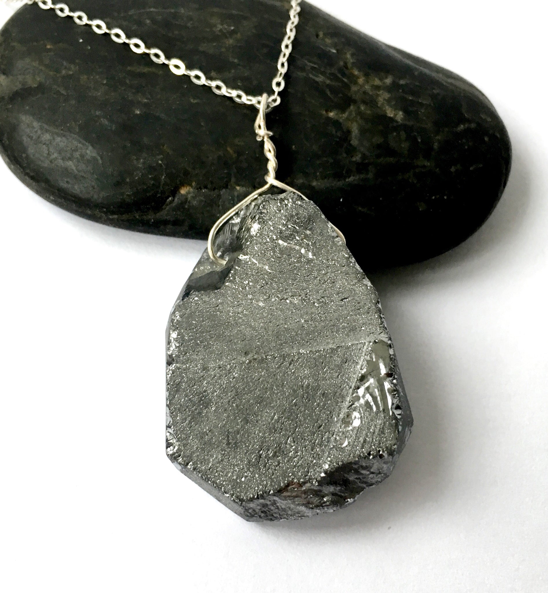 Silver Electroplated Quartz Sterling Silver Pendant Necklace - Glitter and Gem Jewellery