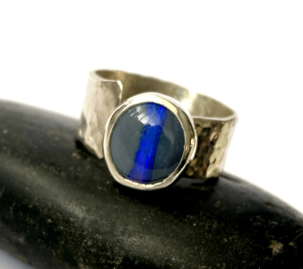 Solid Opal Sterling Silver Ring