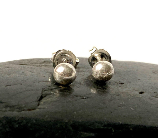 Textured Sterling Silver Ball Stud Earrings - Glitter and Gem Jewellery