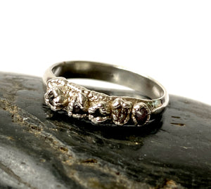 Raw Natural Australian Zircon Silver Formed Band Ring - Glitter and Gem Jewellery