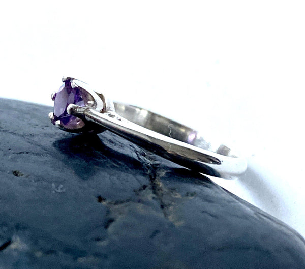 Amethyst Faceted Sterling Silver Ring - Glitter and Gem Jewellery