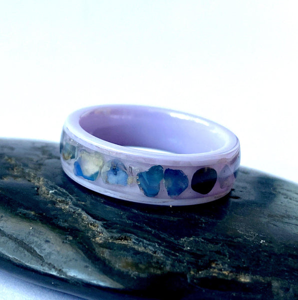 Sapphire Inlay Lilac Ceramic Unisex Ring - Glitter and Gem Jewellery