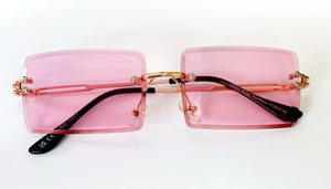 Pink Rimless square Sunglasses