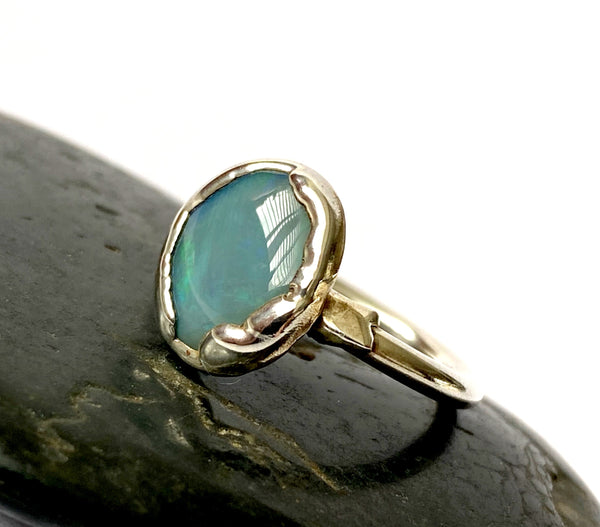 Solid Opal Silver Electroformed Ring - Glitter and Gem Jewellery