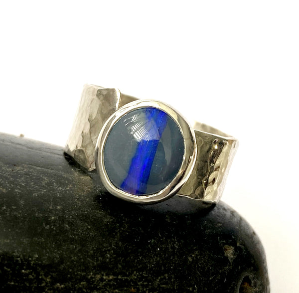 Solid Opal Sterling Silver Ring