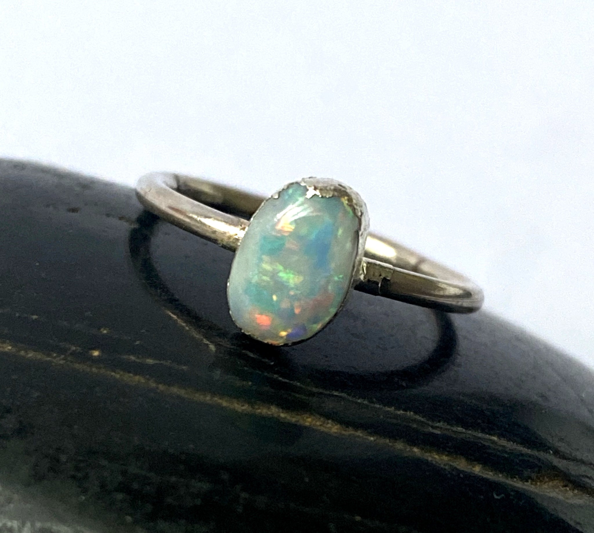 Crystal Opal Silver Ring