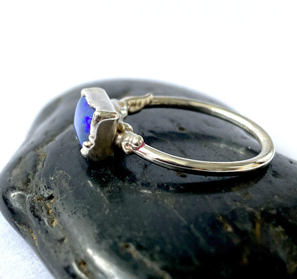 Opal Doublet Silver Formed Ring - Glitter and Gem Jewellery