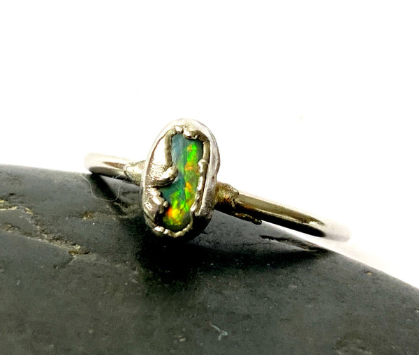 Opal Silver Formed Ring - Glitter and Gem Jewellery