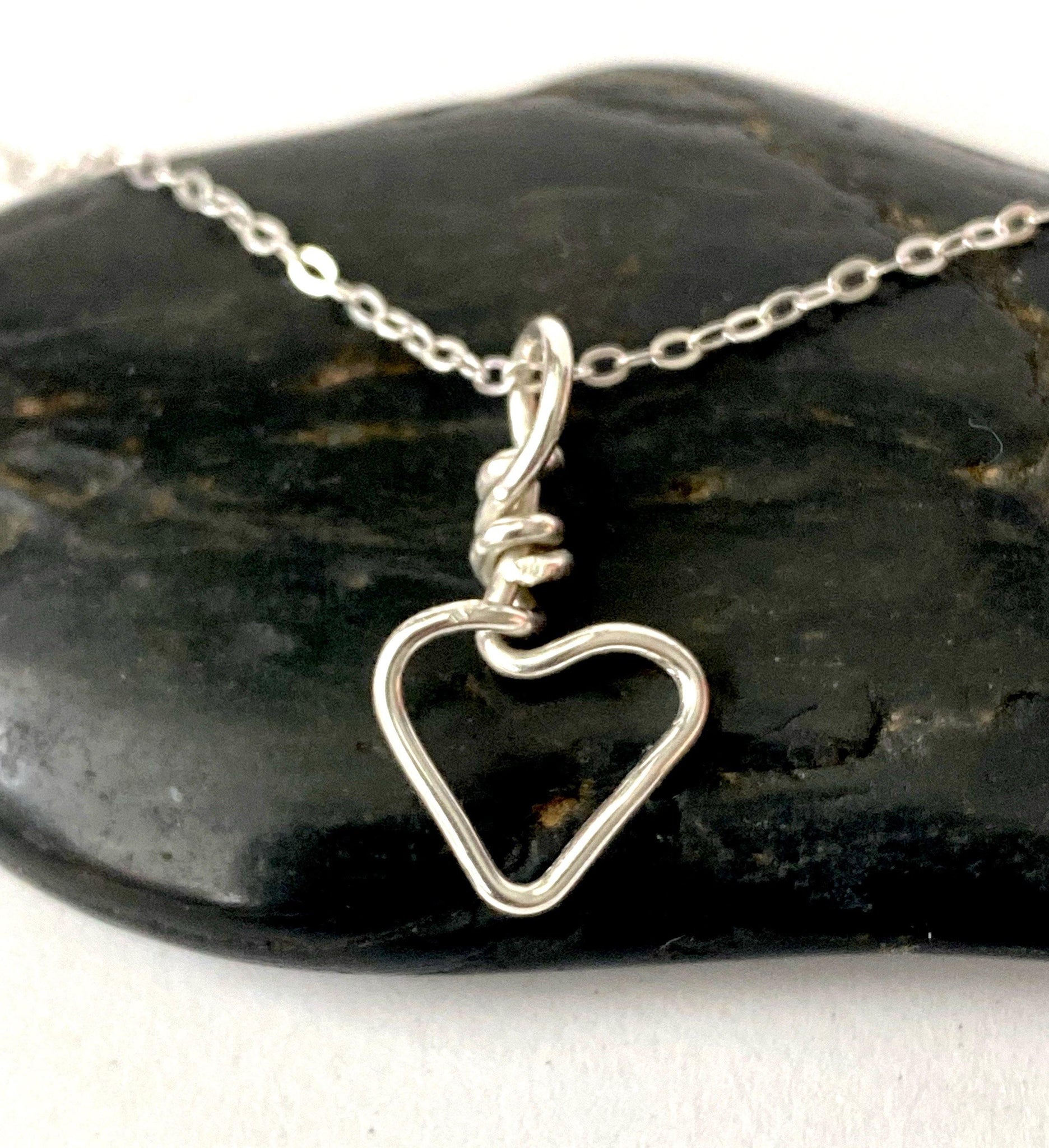 Small Heart Sterling Silver Pendant Necklace - Glitter and Gem Jewellery
