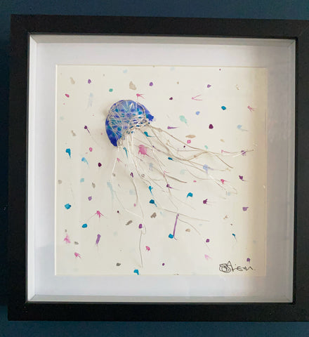 Jellyfish Watercolour and Wire Sculpture Art Medium size