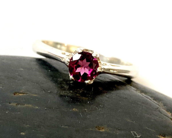 Garnet Faceted Sterling Silver Ring - Glitter and Gem Jewellery