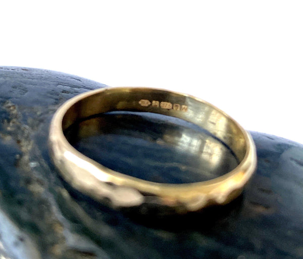 Recycled 9 carat Gold Hammered Ring Band - Glitter and Gem Jewellery