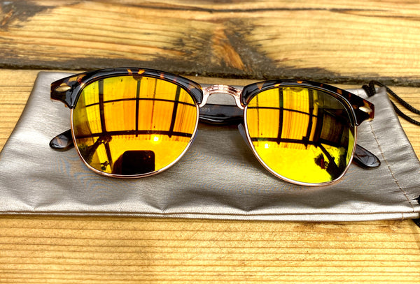 Tortoise Shell & gold mirrored sunglasses - Glitter and Gem Jewellery