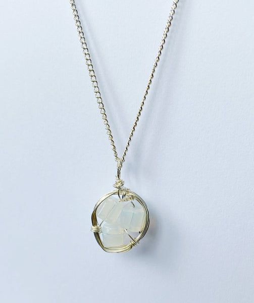 Opalite Nest Silver Plated Pendant Necklace