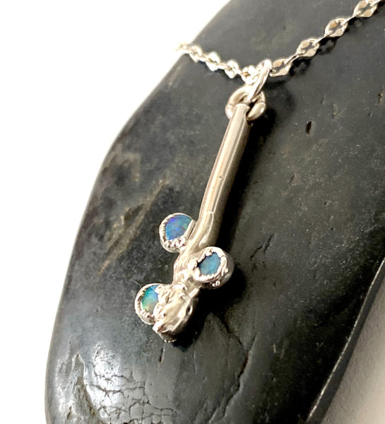 Lightning Ridge Opal Sterling Silver Pendant Necklace